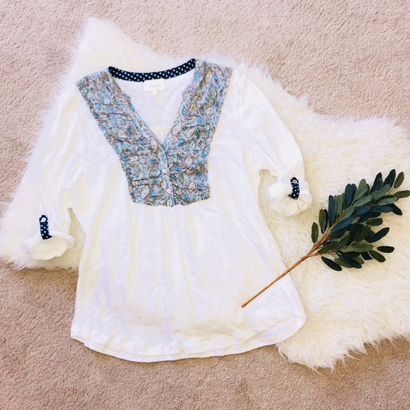 Anthropologie Tops - Anthropologie Deletta Floral Embroidered Top